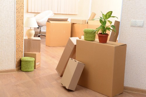 Packed boxes and personal belongings ready for student storage in Balham